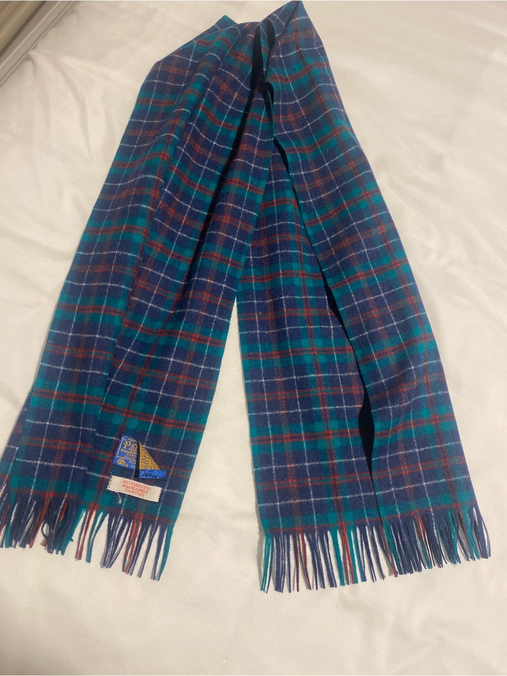 Pendleton MacHardy Tartan Wool Scarf - Teal, Navy & Red
